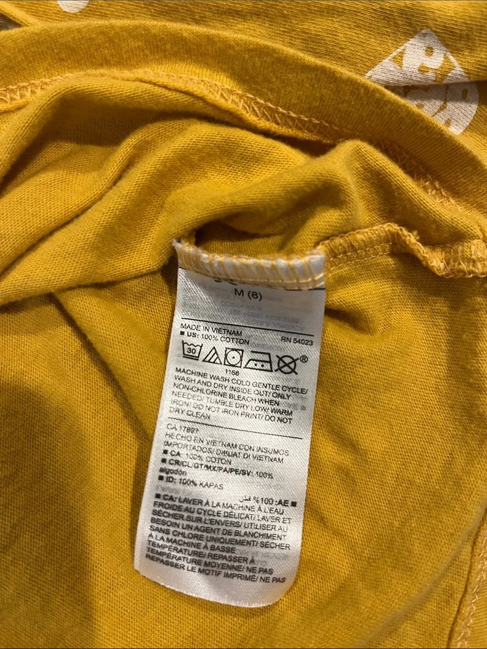 Girls Old Navy Mustard Yellow Tee with White Heart Accents